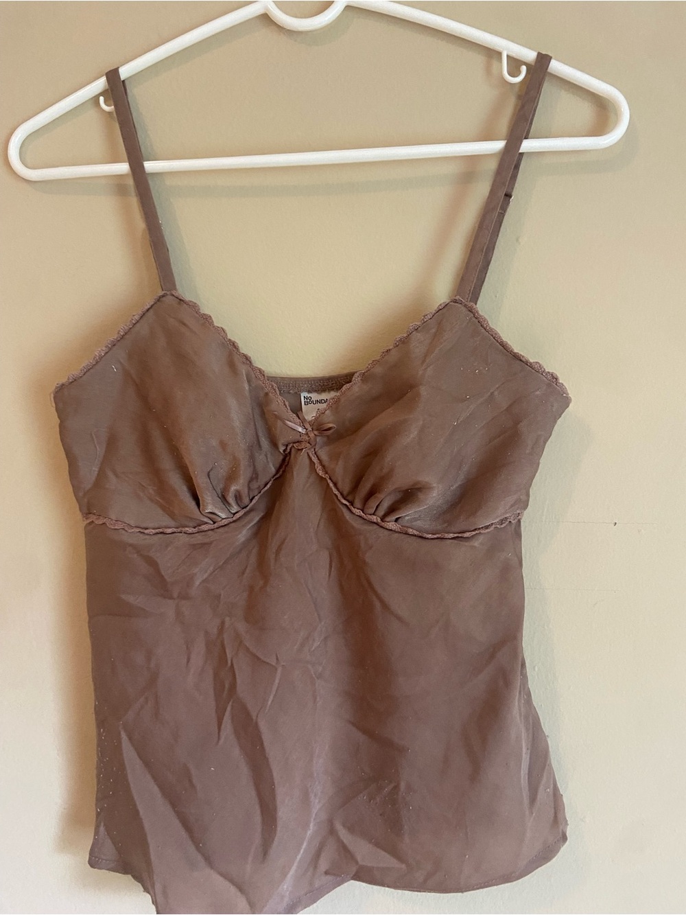 No Boundaries Brown Lace-Trim Camisole